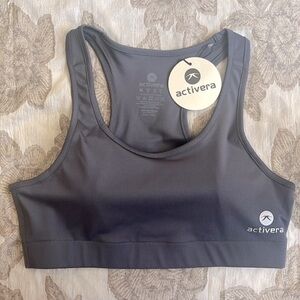Brand New Activera Sports Bra Padded Racerback Cropped Workout Tank Gray Fitness